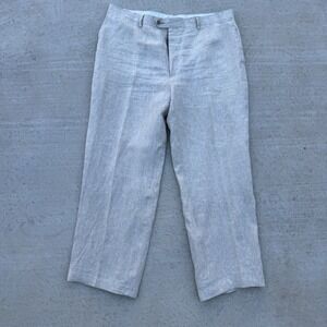 Franco Lotti 100% Linen Dress Pants Mens 40x29‎ Beige Straight Leg Lightweight